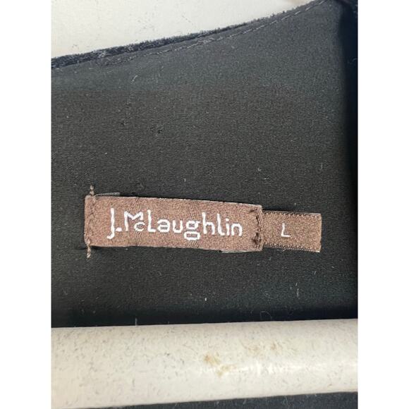 J.McLaughlin Ellie Black Long Sleeved Velour Velvet Bow Dress Large - Picture 4 of 5